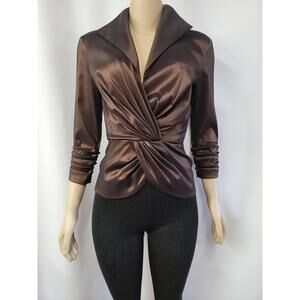 TADASHI Skinny Fit ORIGAMI Peplum Waist Cocktail Party Jacket Top Size 6 NEW #R2